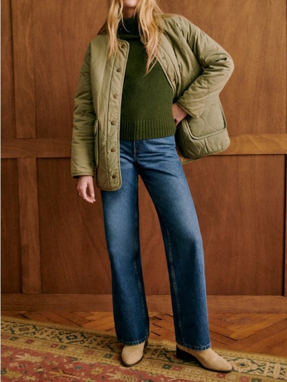 SEZANE Reversible Farel Jacket in Light Olive Green Size 34 Size 2